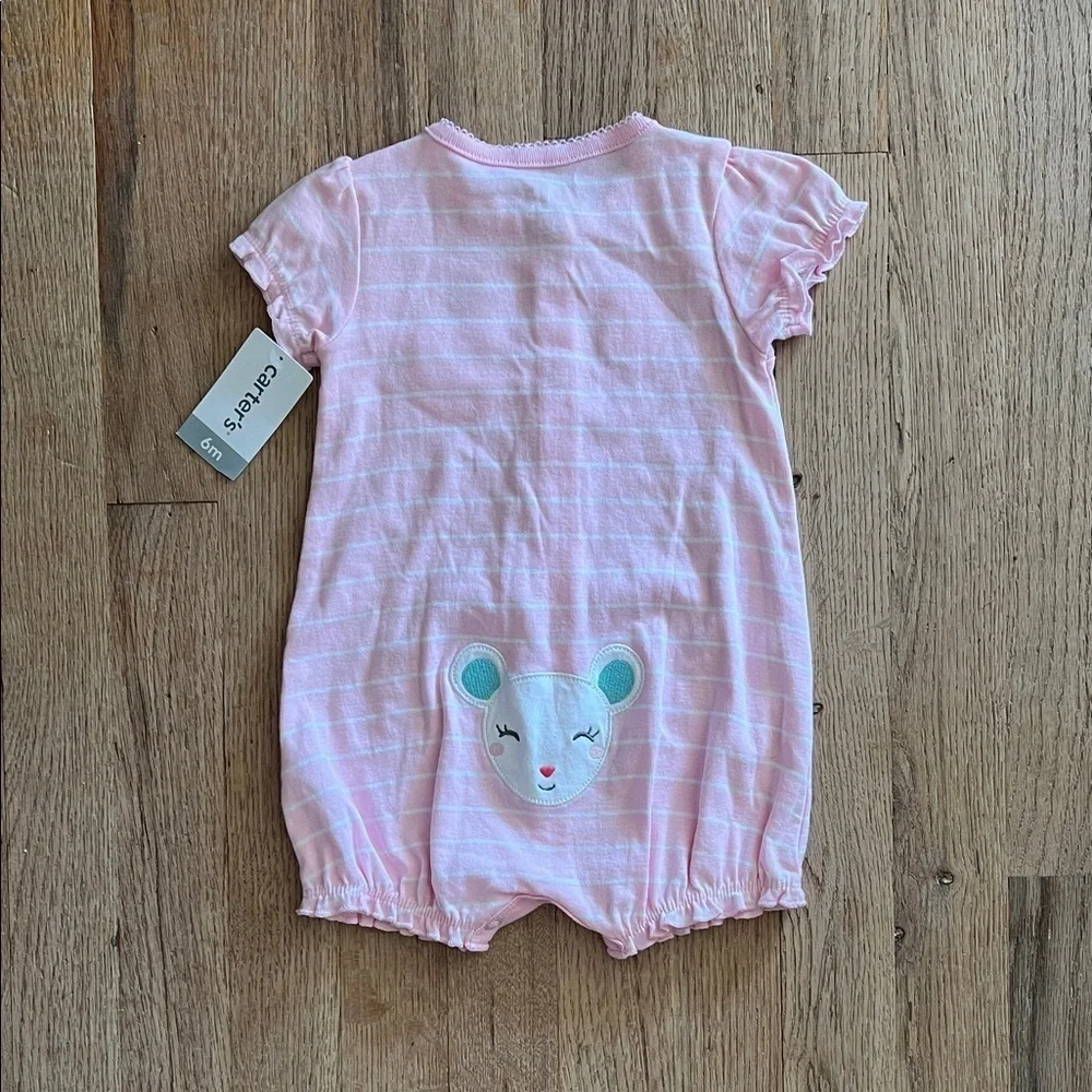 Carter's Light Pink Striped Baby Mouse Detail Bodysuit 6 Months